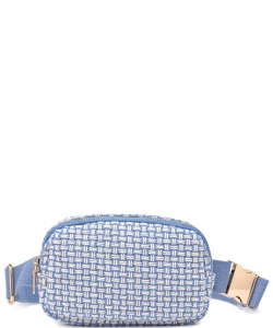 Woven Textured Pattern Belt Bag 27494-A-UE BLUE